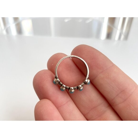 Zuni Pueblo Bell Trading Post Sterling Silver Turquoise Vintage Ring - sz 6 - Picture 8 of 11